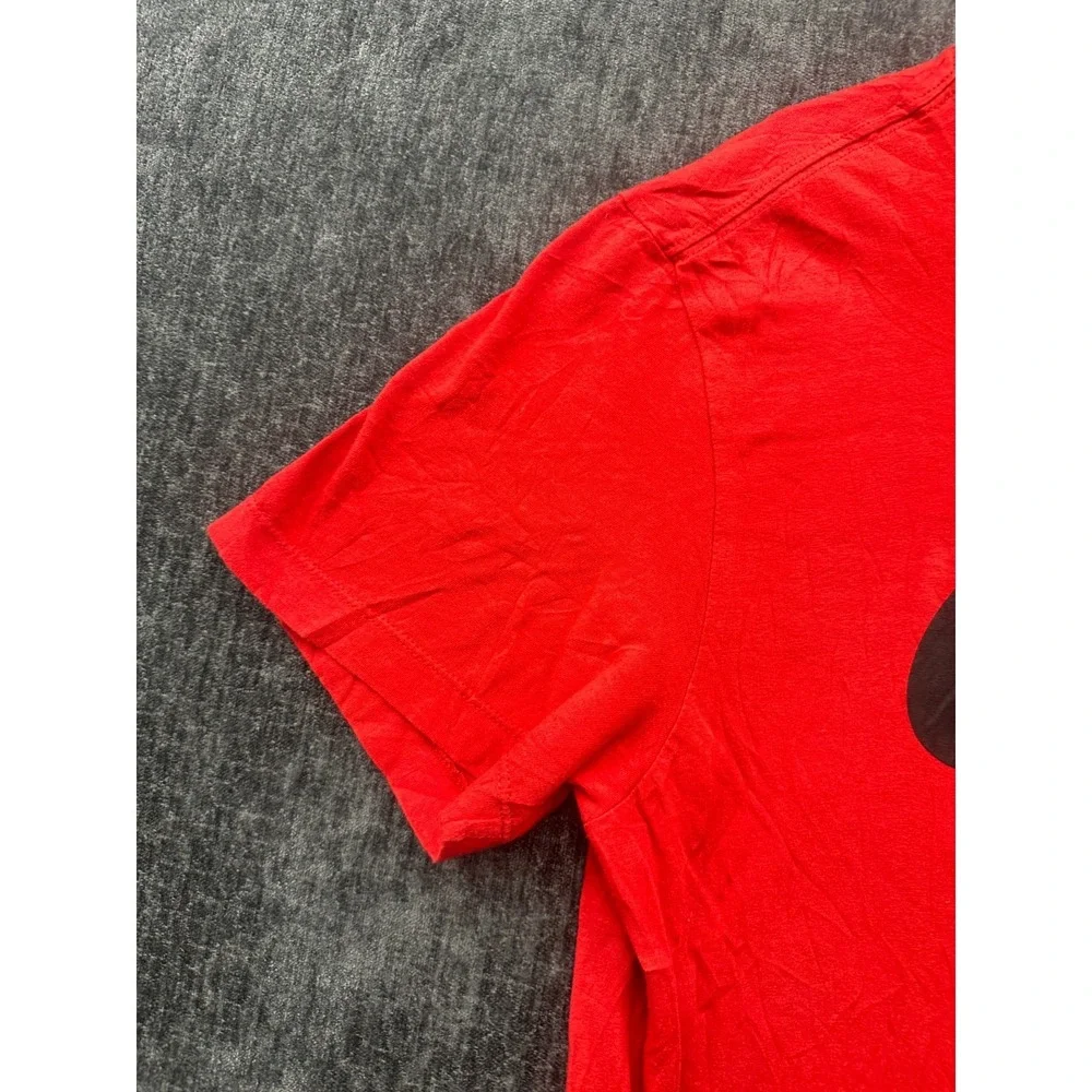 Nike Tee Shirt Mens Large Red Swoosh Graphic Print Logo Crew Neck Short Sleeve